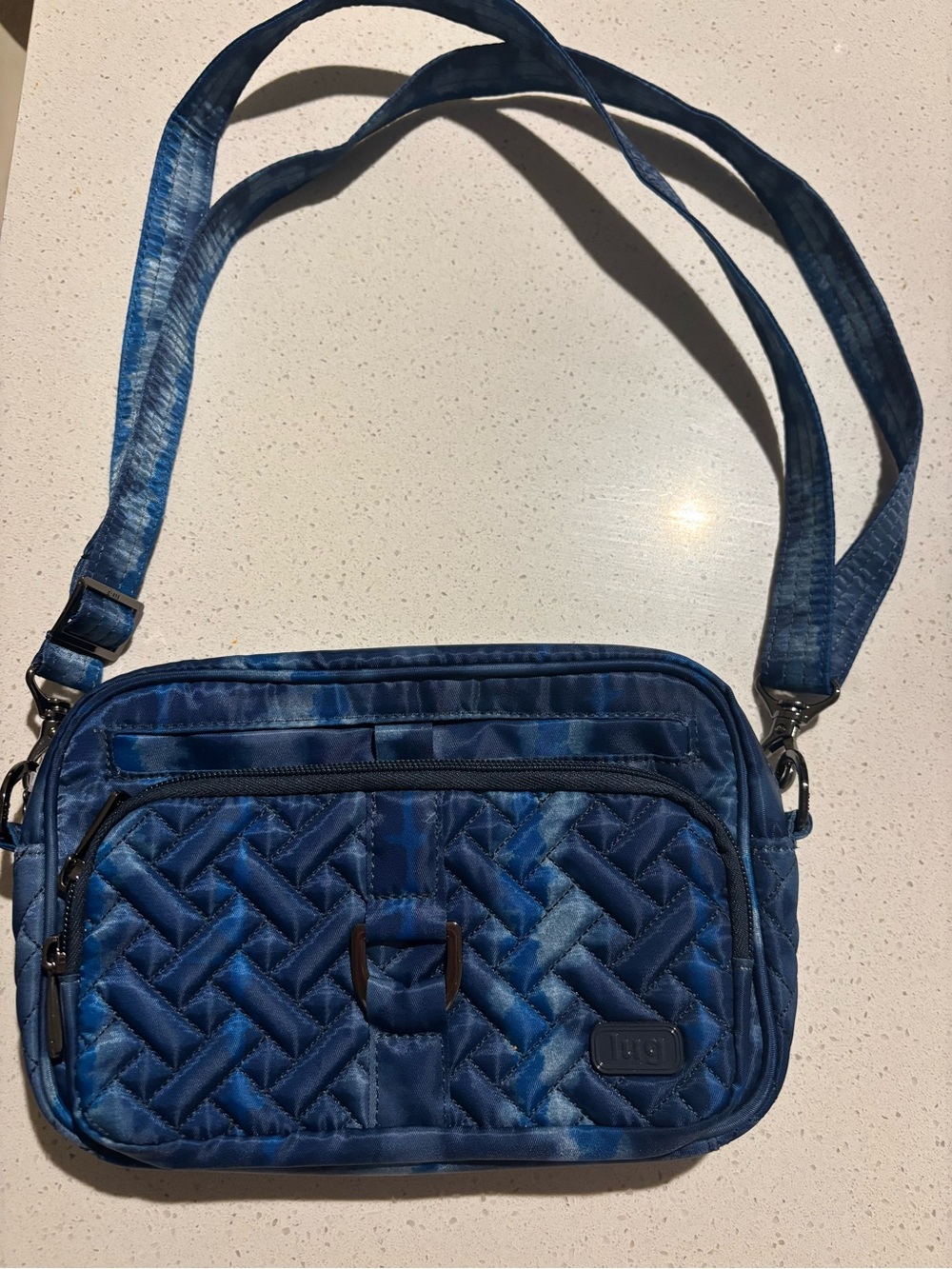 lug Blue Quilted Crossbody Bag with Adjustable Strap